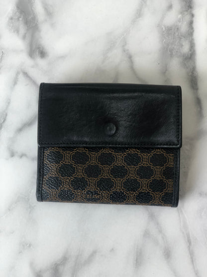 CELINE Macadam  PVC Leather Folded Wallet Black Vintage j5fp87