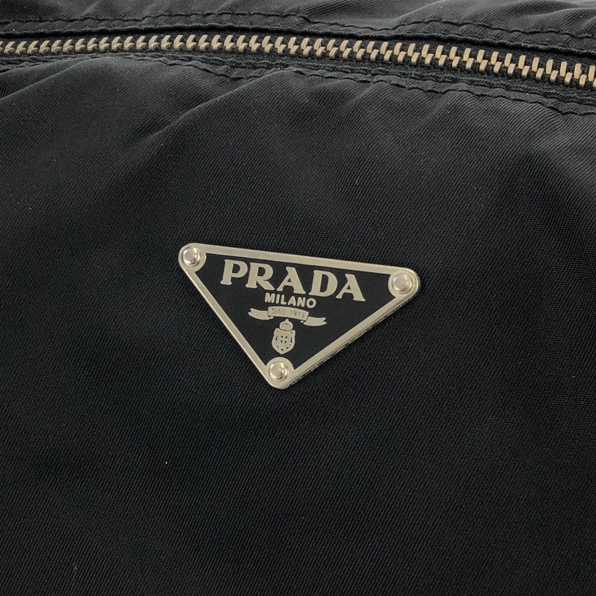 PRADA Triangle Logo  Nylon Leather Shoulder bag Hobobag Black Vintage zx7az8