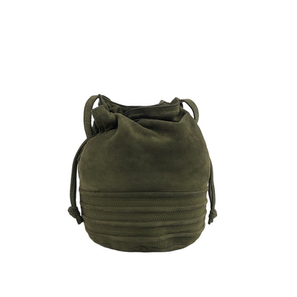 LOEWE Suede Drawstring Small Shoulder bag Olive Green Vintage trajxn