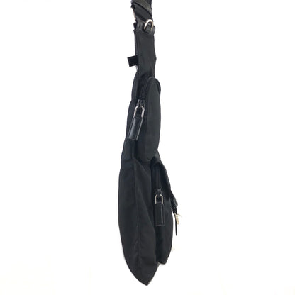 PRADA Triangle Logo Front Buckle Nylon Shoulder bag Black Vintage z6d5rx