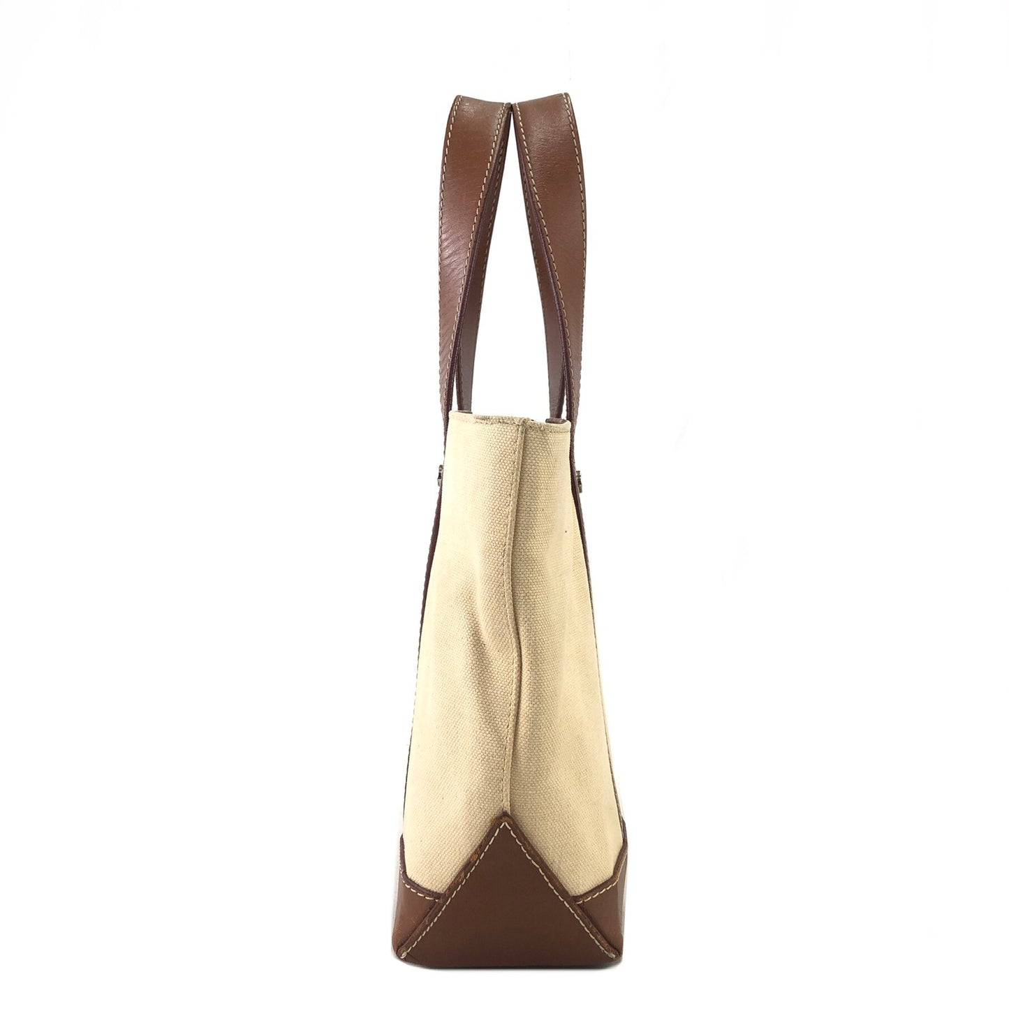 CELINE Blason Canvas Leather Handbag Totebag Beige Vintage ykeumx