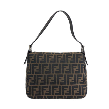 FENDI Zucca Jacquard Leather Shoulder bag Hobobag Brown Vintage a23v5e