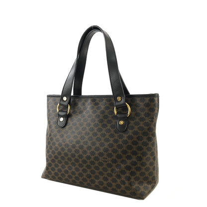 CELINE Macadam Leather Handbag Black Vintage a2psx4