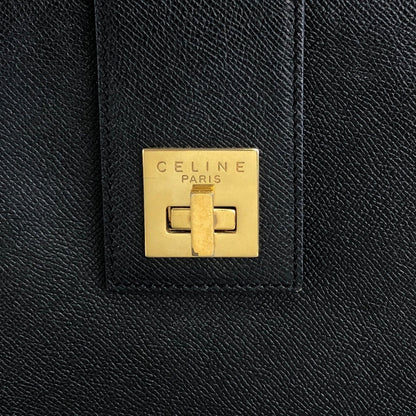 CELINE 旋扣壓花皮革肩包托特包黑色復古 g2z5h3 