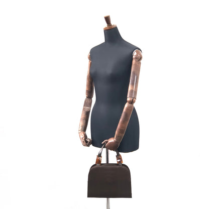 Yves Saint Laurent YSL Logo  Nylon Canvas Handbag Brown Vintage c3wsra