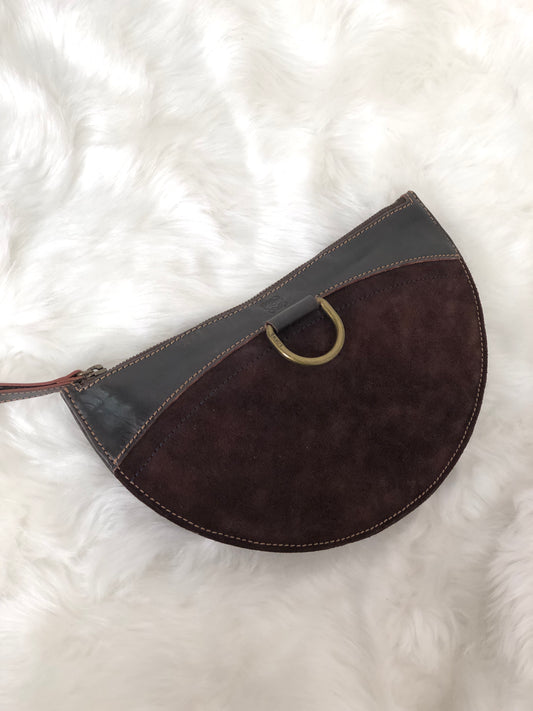 LOEWE Anagram Suede Leather Pouch Brown Vintage xww4yf