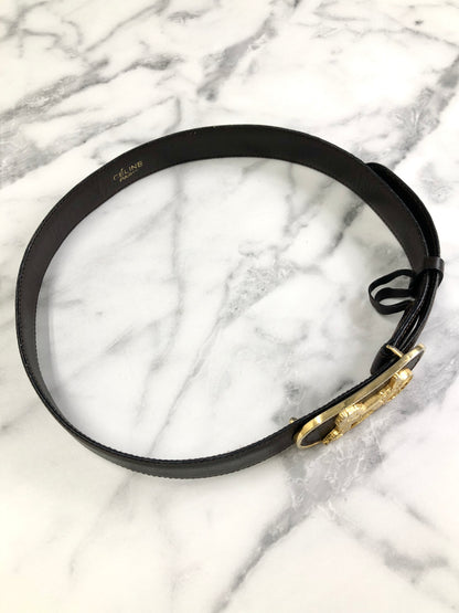CELINE 馬車皮帶 黑色復古 xrix5m 