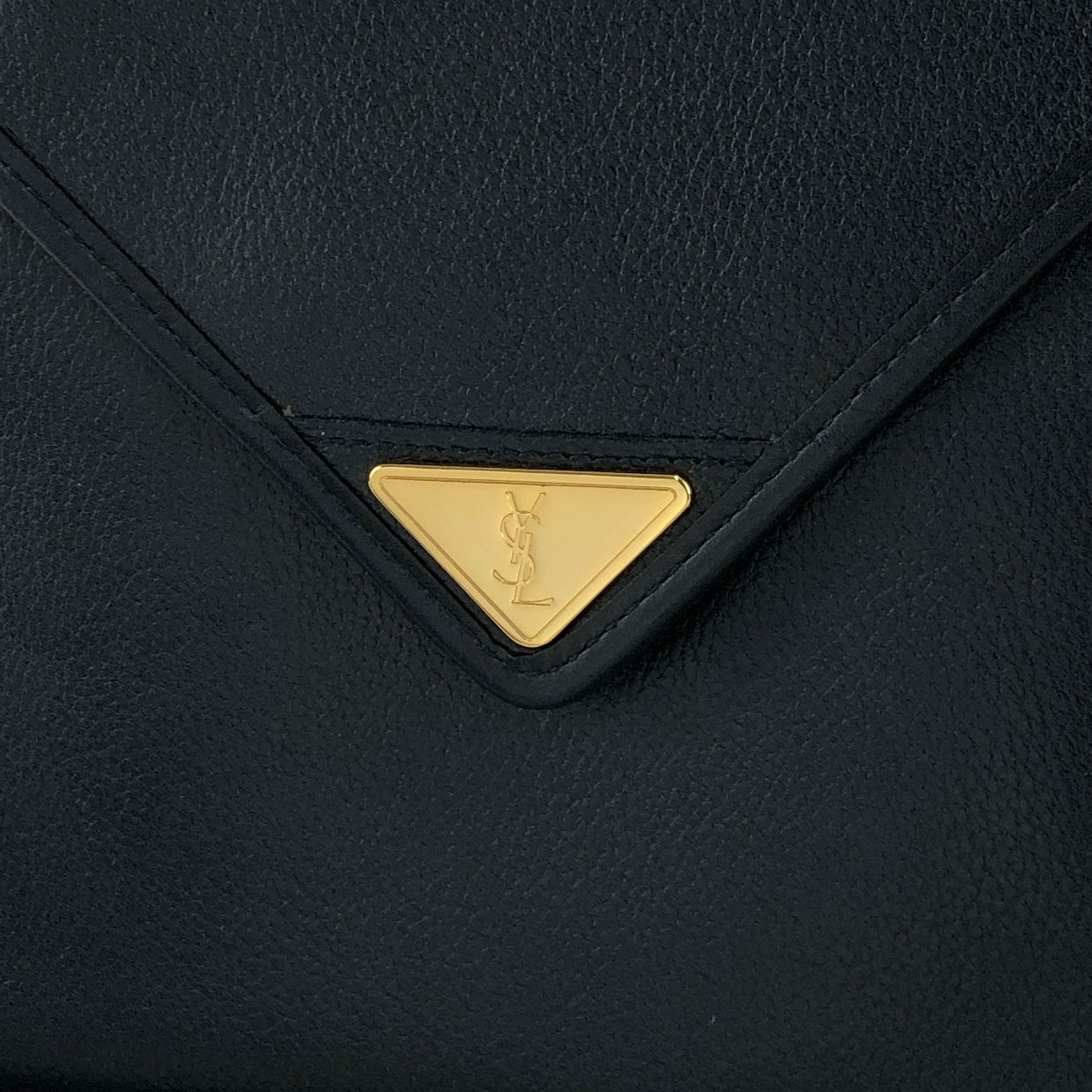 Yves Saint Laurent YSL Logo Leather Shoulder bag Navy Vintage 26gkij