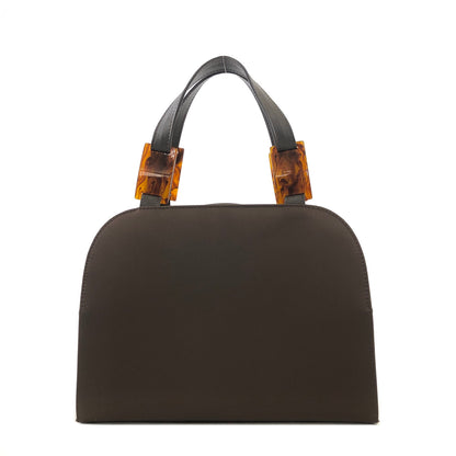 Yves Saint Laurent YSL Logo  Nylon Canvas Handbag Brown Vintage c3wsra