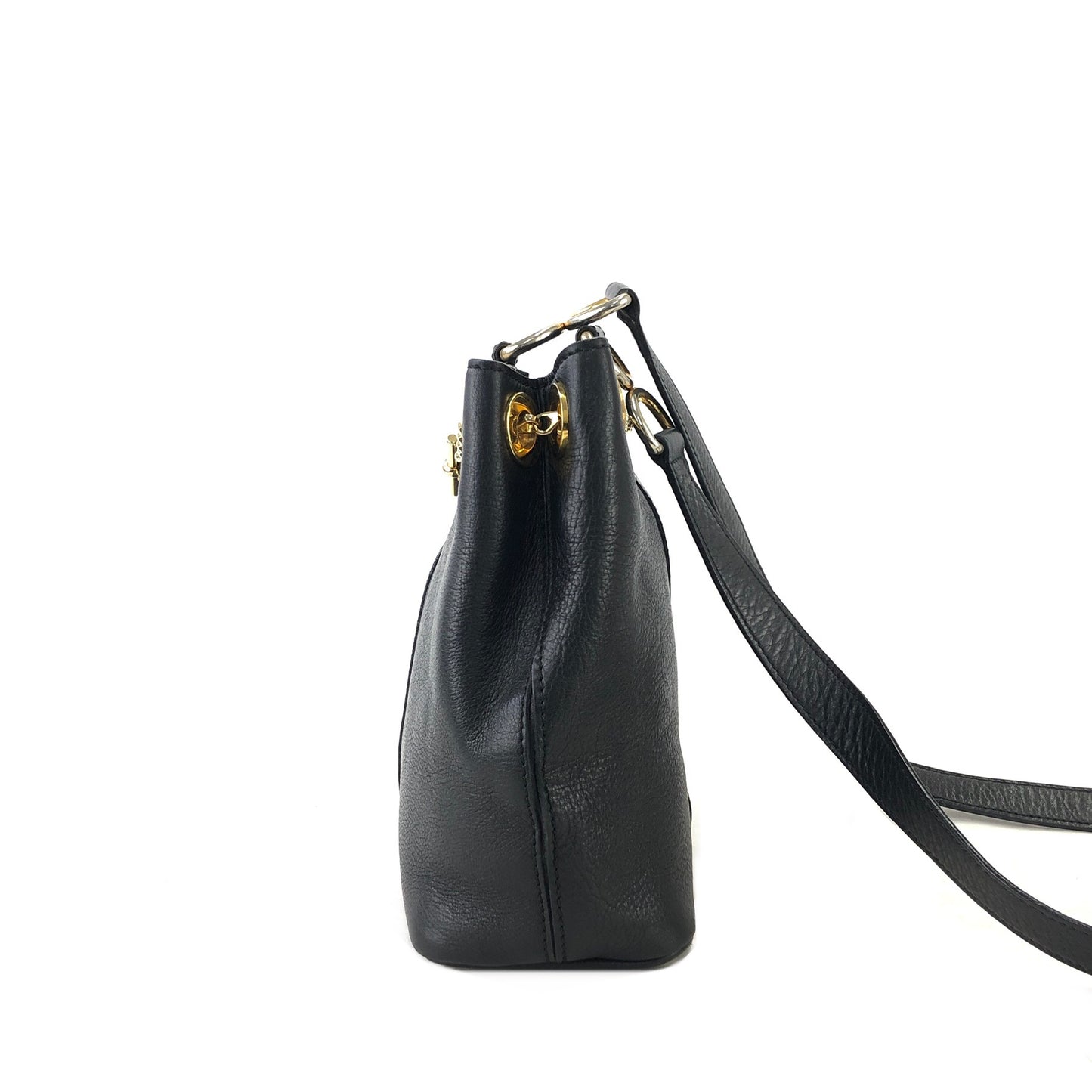 CELINE Toggle Chain Leather Crossbody Shoulder bag Black Vintage s2ztup