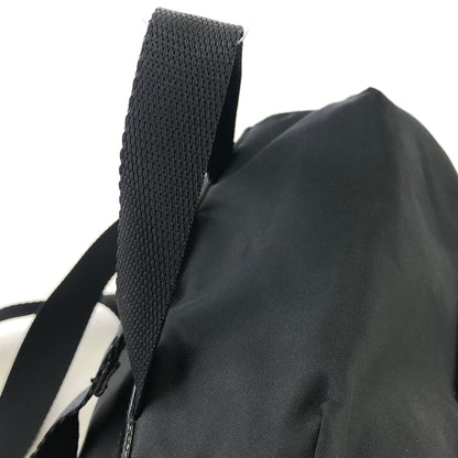 PRADA Triangle Logo Double Pocket Nylon Leather Backpack Black Vintage mkjw48