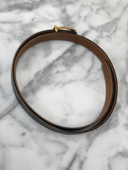 HERMES Leather Belt Black Vintage ydv6pp