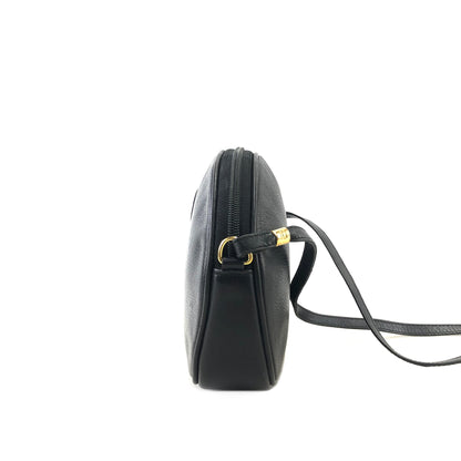 GUCCI GG Logo Leather Round Shoulder bag Black Vintage jgay4g