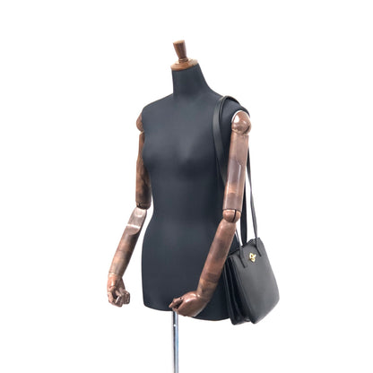 CELINE Toggle Motif 皮革肩背包手提包黑色復古 ag3tya 