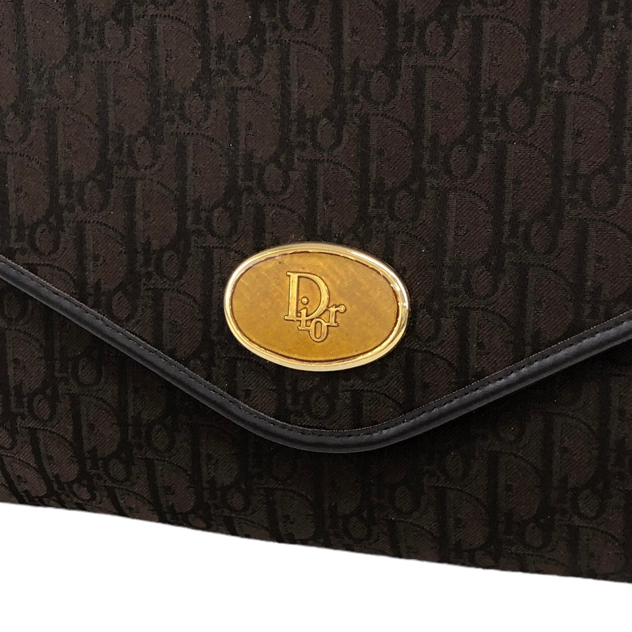 Christian Dior Trotter CD Logo Jacquard Leather Chain Shoulder bag Brown Vintage kgur8f