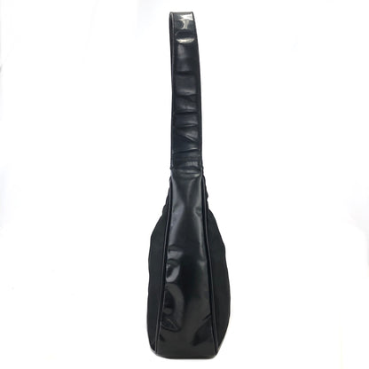 PRADA Triangle Logo Nylon Leather Shoulder bag Hobobag Black Vintage na2ut2