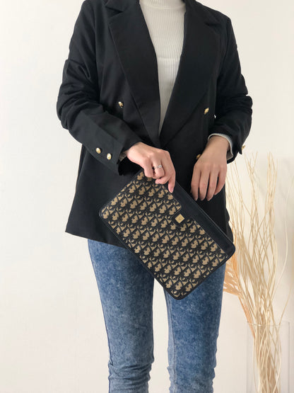 Christian Dior Trotter 提花皮革手拿包 海軍藍 Vintage 7wache 