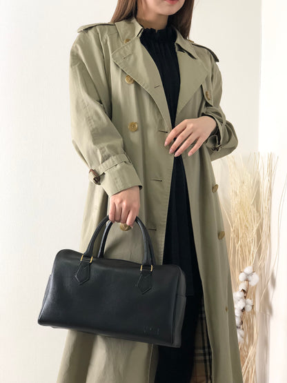 Yves Saint Laurent YSL Logo Leather Handbag Boston bag Black Vintage vmt4zv