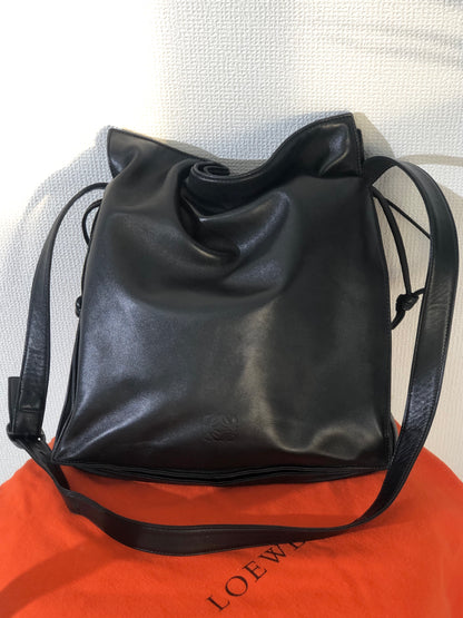 LOEWE Anagram Logo Leather Drawstring Crossbody Shoulder bag Black Vintage x8dwz4