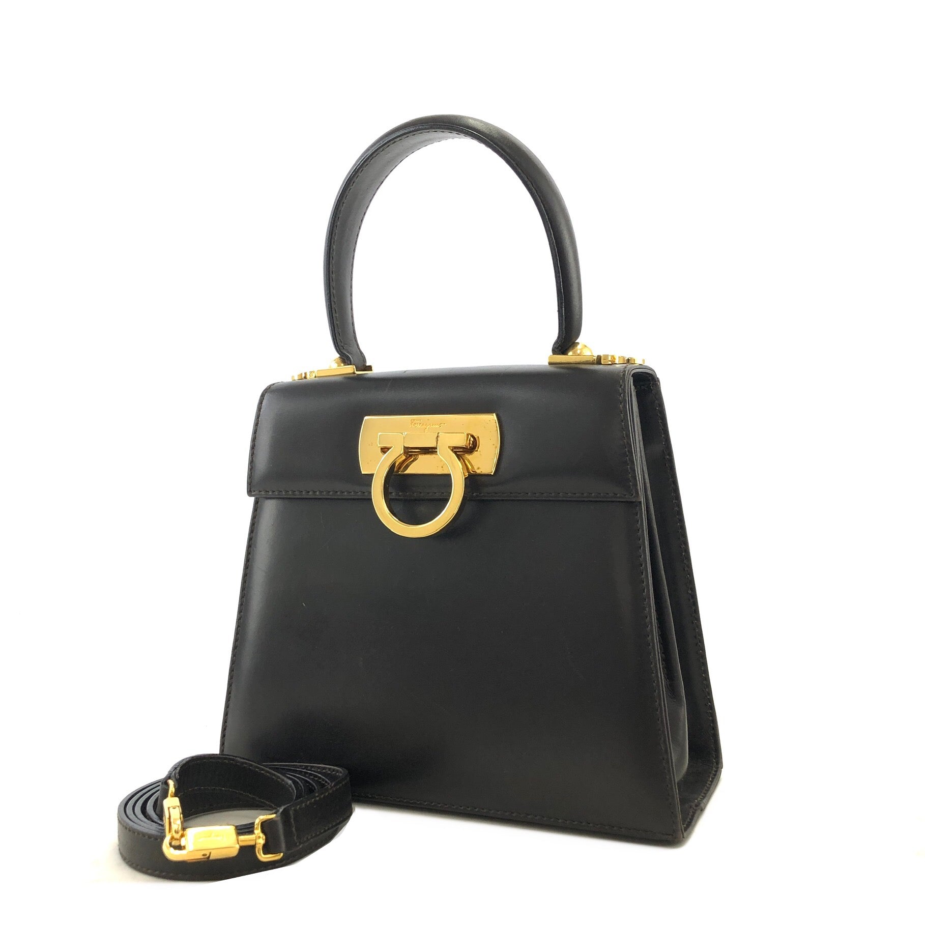 Salvatore Ferragamo Gancini Leather Two-way Top Handle Handbag