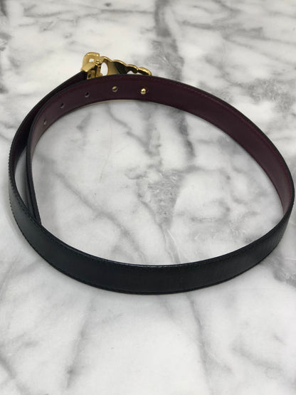 CELINE Triomphe Beversible Leather Belt Black Bordeaux Vintage p2adzk