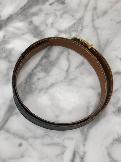 HERMES Leather Belt Black Vintage ydv6pp