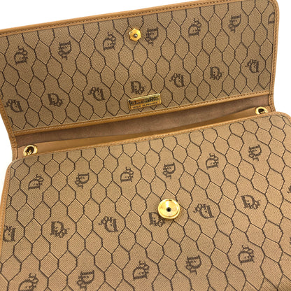 Christian Dior Honeycomb Pattern Chain Crossbody Shoulder bag Beige Vintage ntuik3