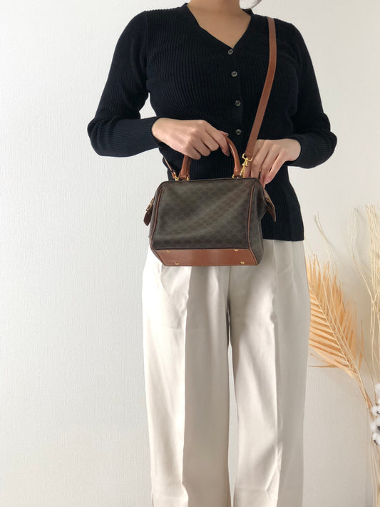 CELINE Macadam Two-way Small Boston bag Shoulder bag Brown Vintage wpg6cw
