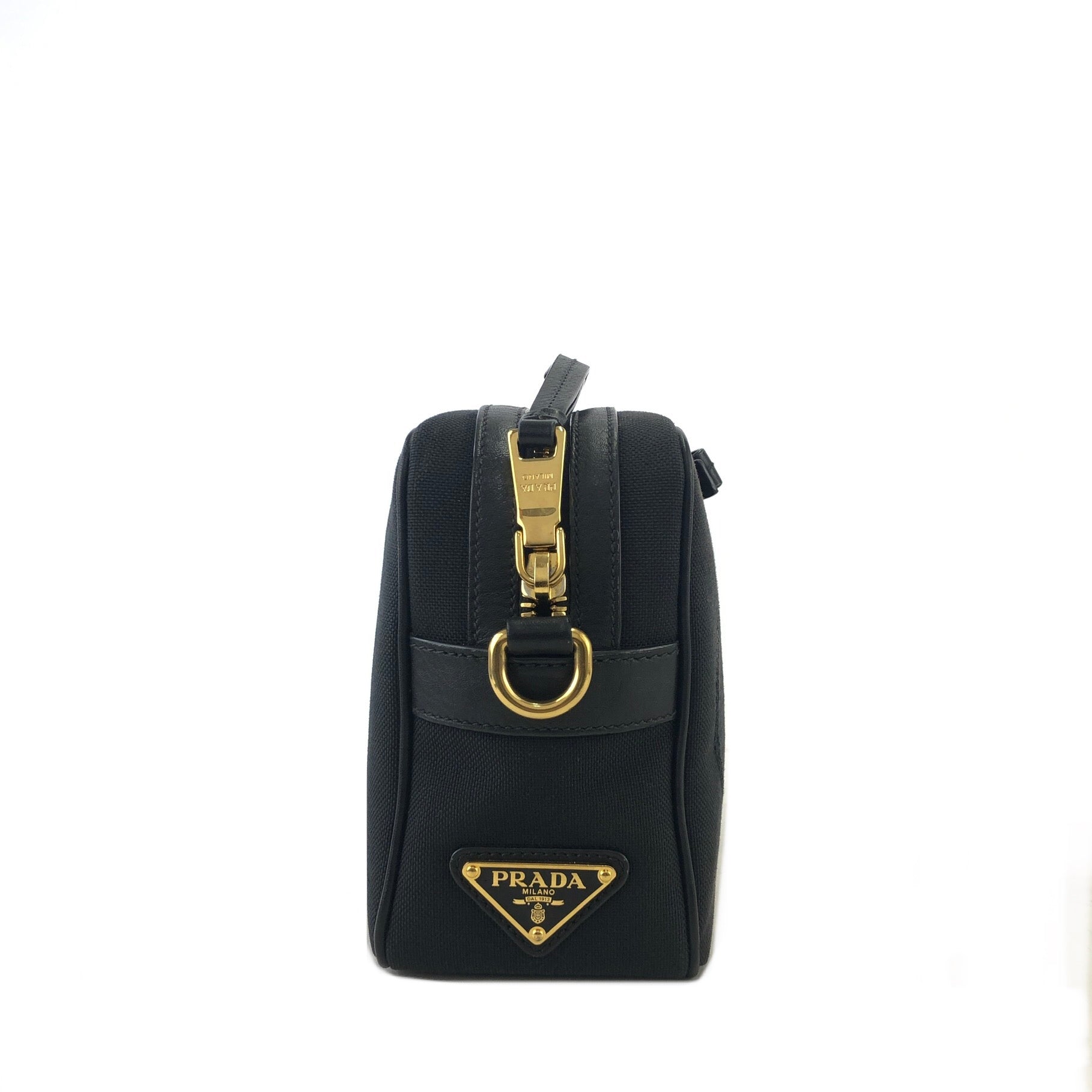 PRADA Logo Ribbon Canvas Leather Crossbody Shoulder bag Black Vintage –  VintageShop solo