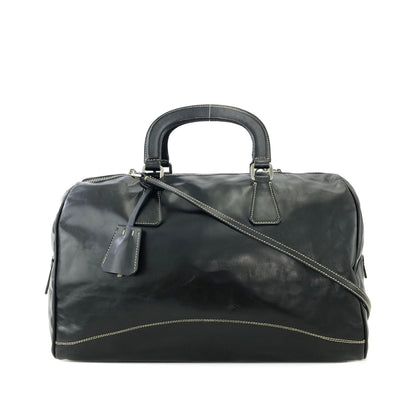 PRADA Leather Two-way Handbag Shoulder bag Boston bag Black Vintage uxvrch
