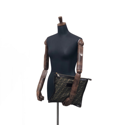 FENDI Zucca 提花手拿包 黑色 棕色 復古 xf2evr 