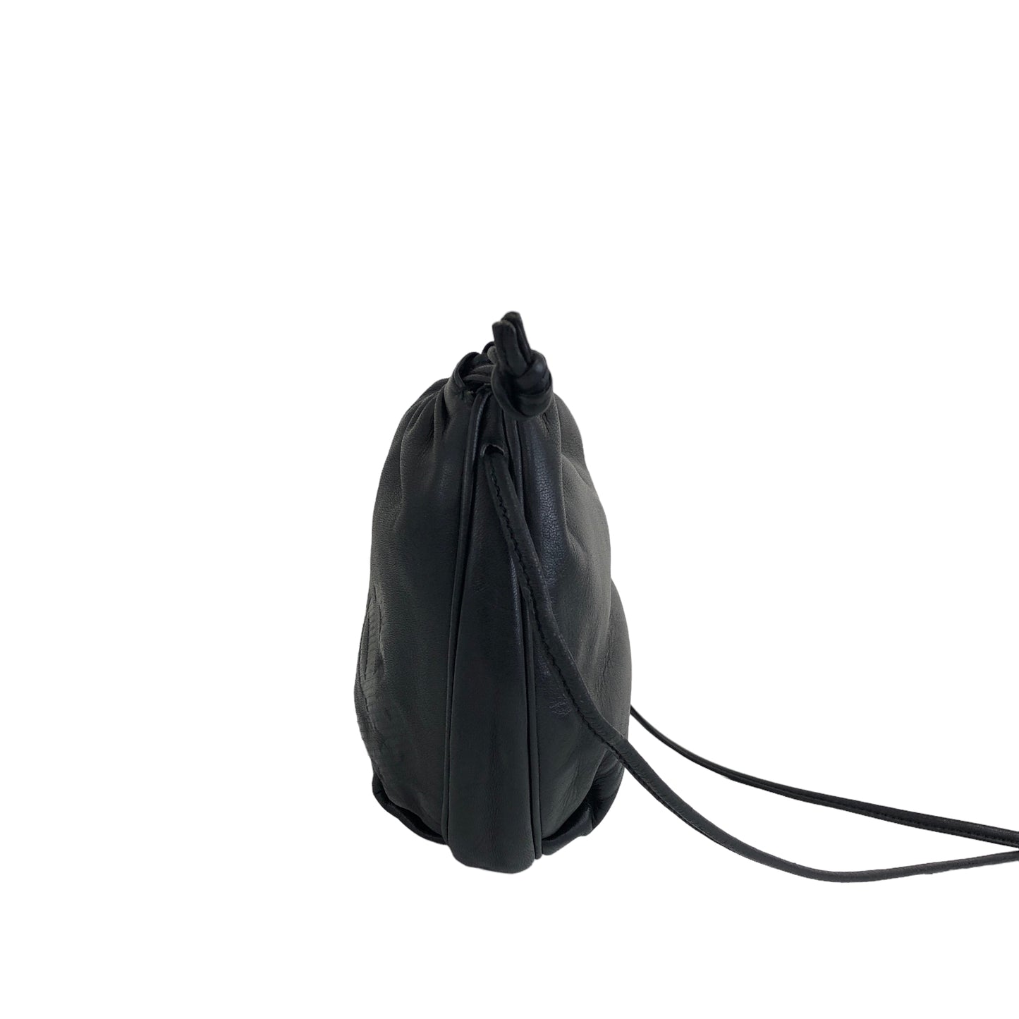 LOEWE Anagram Leather Drawstring Small Shoulder bag Black Vintage z8wxmx