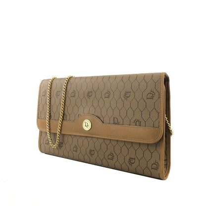 Christian Dior Honeycomb Pattern Chain Crossbody Shoulder bag Beige Vintage ntuik3