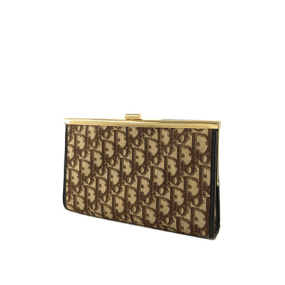 Christian Dior Trotter Jacquard Leather Clutch bag Brown Vintage tkk83n
