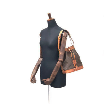 CELINE Macadam Blason  PVC Leather Drawstring Shoulder bag Brown Vintage 3z2thj