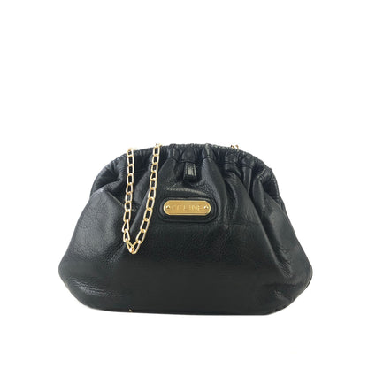 CELINE 標誌鏈條皮革雙向斜背包單肩包手拿包黑色復古 tgzbsb 