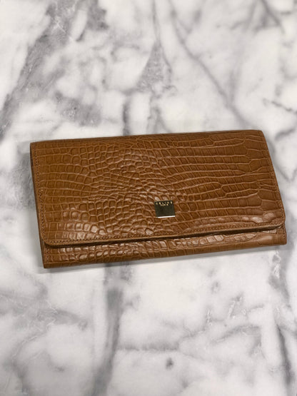 CELINE 標誌圖案皮革長皮夾 棕色 復古 45j62z 
