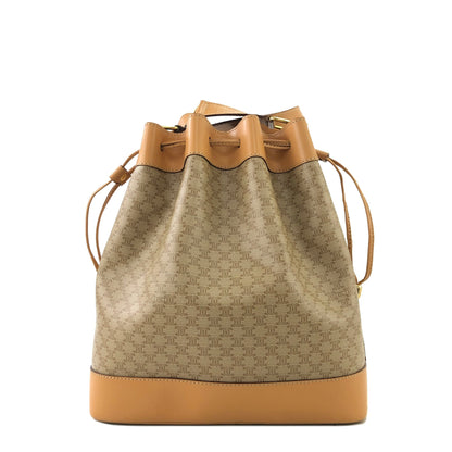 CELINE Macadam Blason Drawstring Shoulder bag Beige Vintage xugruh