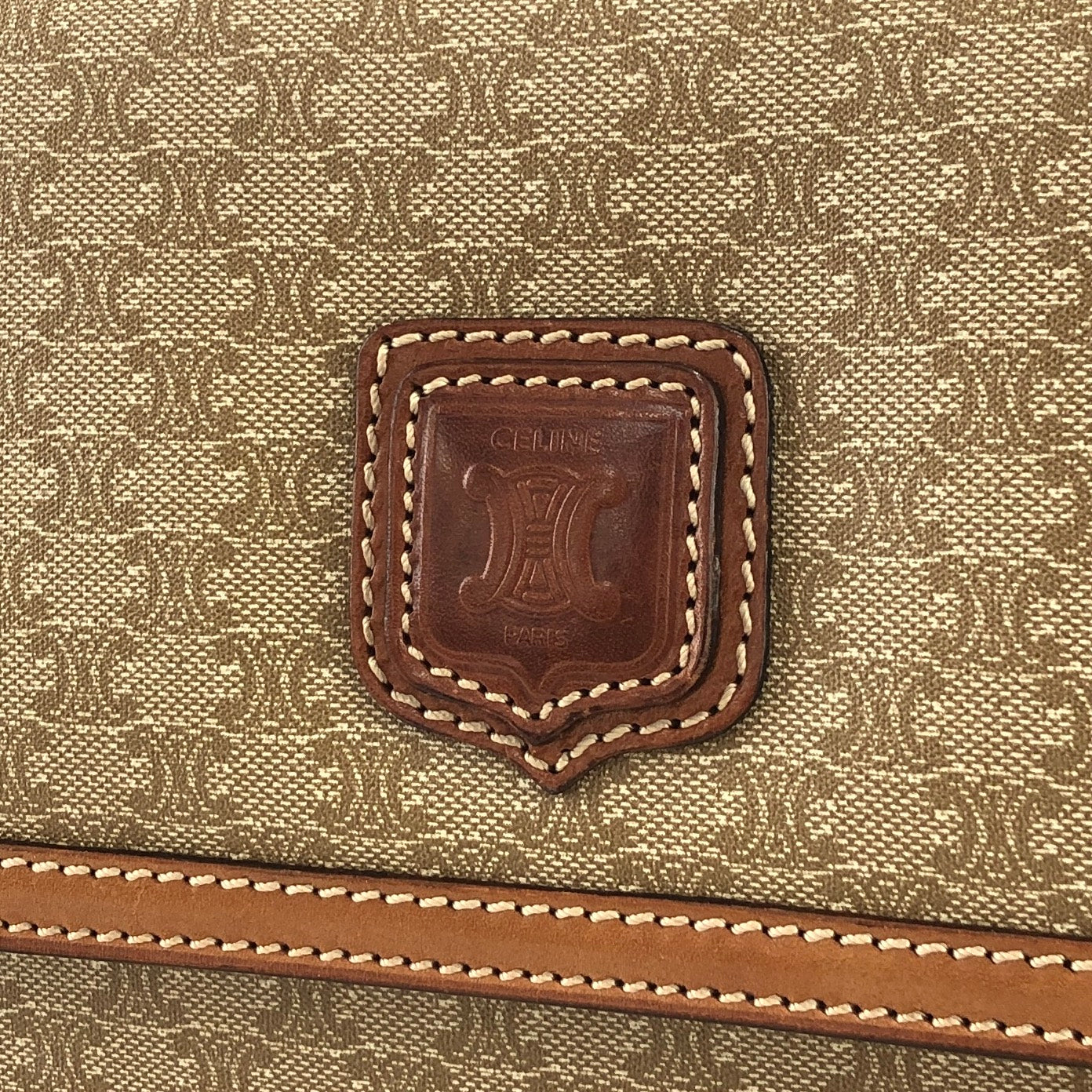 Vintage CELINE brown macadam blason pattern cosmetic, toiletry