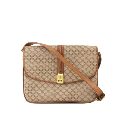 CELINE Macadam Blason Crossbody Shoulder bag Beige Vintage 3ucgmn