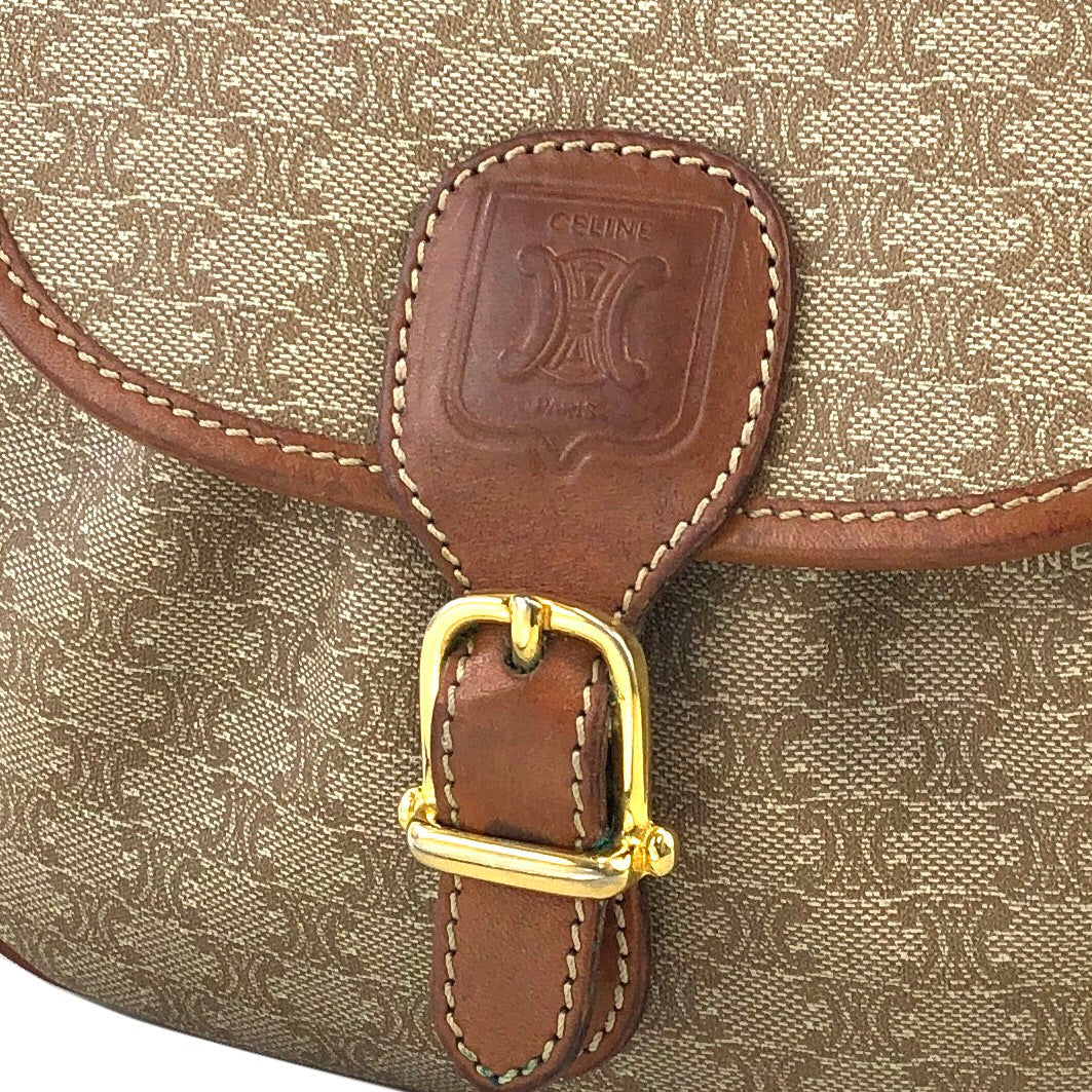 CELINE Macadam PVC Leather Shoulder bag Beige Vintage 7ujw66