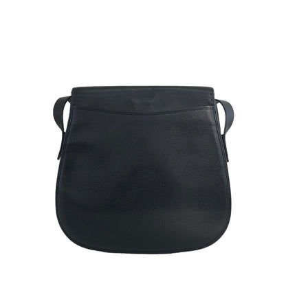 Yves Saint Laurent YSL Logo Stitch Leather Shoulder bag Black Vintage  njbegc