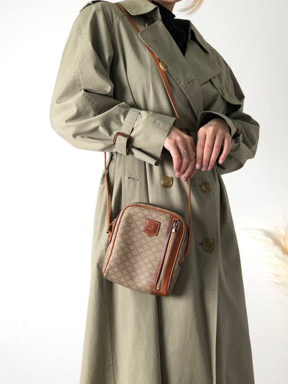 CELINE Macadam Blason Logo Motif  Front Zipper Shoulder bag Beige Vintage u8nhjb