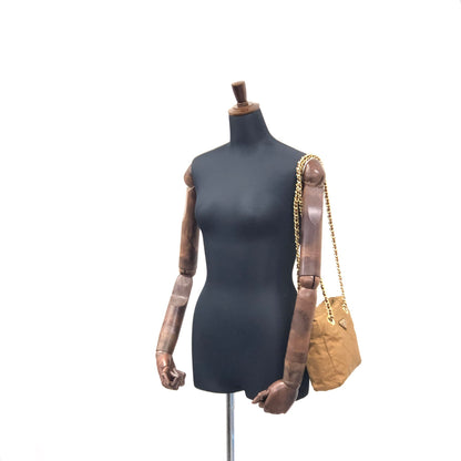 PRADA Triangle Logo Chain Shoulder Quilted Nylon Shoulder bag Brown Vintage kzrh7a