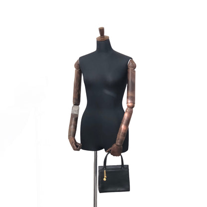 CELINE Starball 凱旋門吊飾皮革手提包黑色復古 3hfzux 