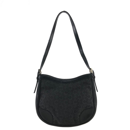 CELINE Macadam Jacquard Leather Handbag Black Vintage ffjdbd