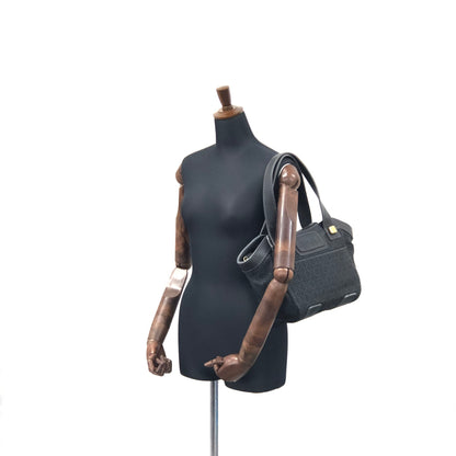 LOEWE Anagram 全圖案織物皮革手提包托特包黑色復古 f4cjh3 