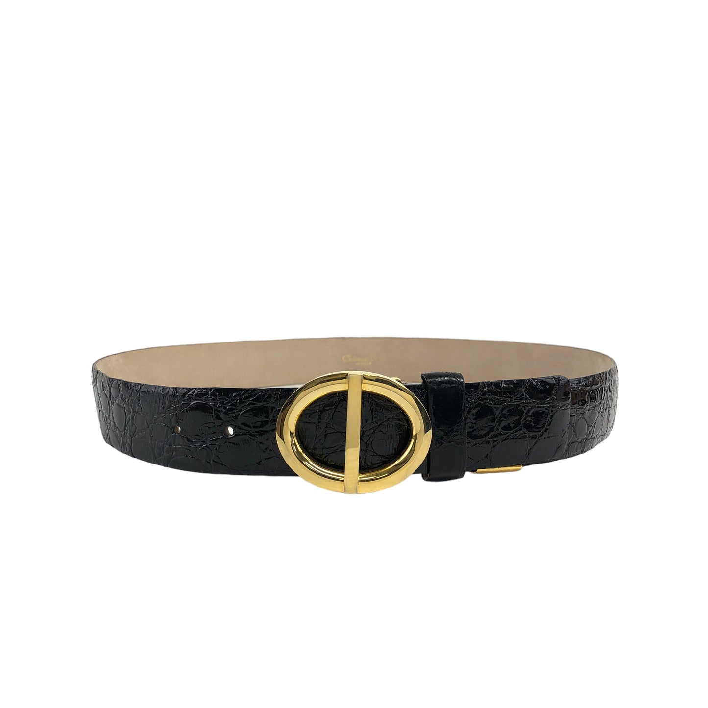 Christian Dior Buckle Leather Belt Black,Gold Vintage 3yfefk